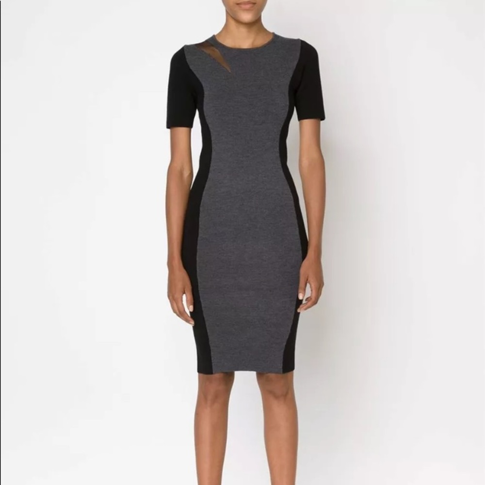 NWT ELIE TAHARI CAROLINE SHORT SLEEVE WOOL SWEATER DRESS CHARCOAL